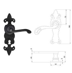 Black Antique Fleur De KYS Lock Handle MIDL-02