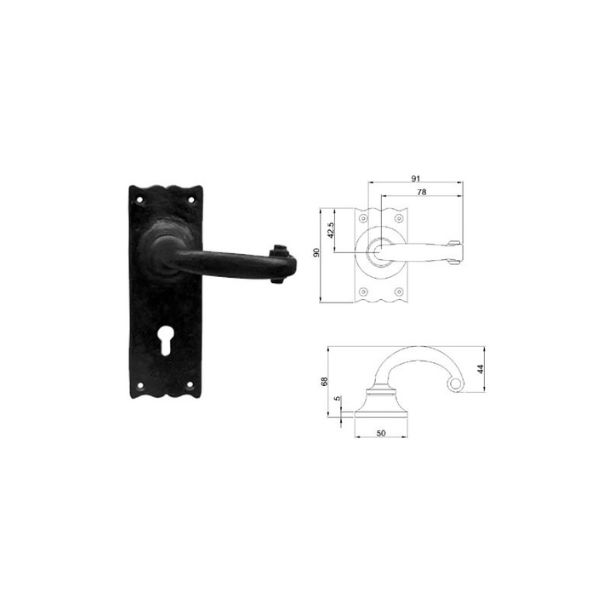 Black Antique Traditional Lever Lock MIDL-03